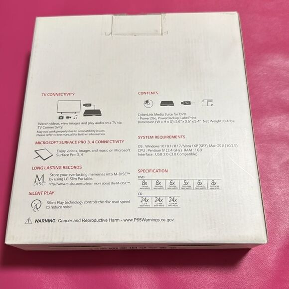 LG GP65NB60 8X USB 2.0 Super Multi Ultra Slim Portable DVD Writer Drive +/-RW - Picture 2 of 4